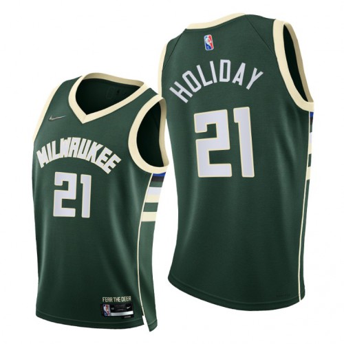 Nike Milwaukee Bucks #21 Jrue Holiday Women’s 2021-22 75th Diamond Anniversary NBA Jersey Green Womens->women nba jersey->Women Jersey