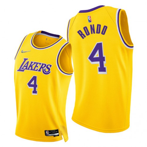 Nike Los Angeles Lakers #4 Rajon Rondo Women’s 2021-22 75th Diamond Anniversary NBA Jersey Gold Womens->women nba jersey->Women Jersey