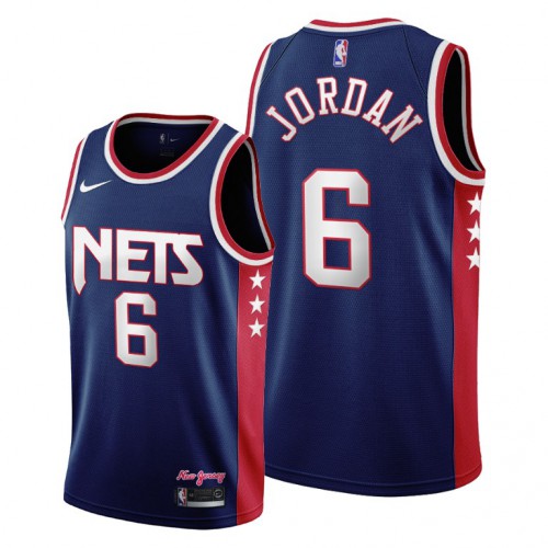 Brooklyn Brooklyn Nets #6 Deandre Jordan Women’s 2021-22 City Edition Throwback 90s Wordmark Navy NBA Jersey Womens->women nba jersey->Women Jersey