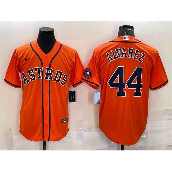 Men Houston Astros #44 Yordan Alvarez Orange With Patch Cool Base Stitched Jersey