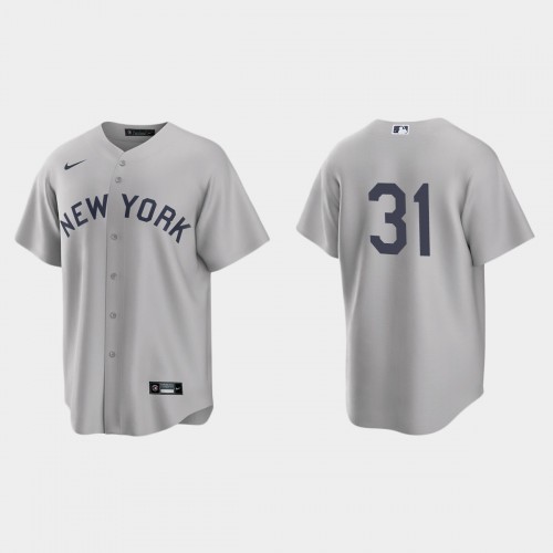 New York New York Yankees #31 Aaron Hicks Men’s Nike Gray 2021 Field of Dreams Game MLB Jersey Men’s