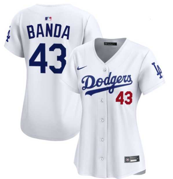 Womenss Los Angeles Dodgers #43 Anthony Banda White Cool Base Stitched Jersey Dzhi