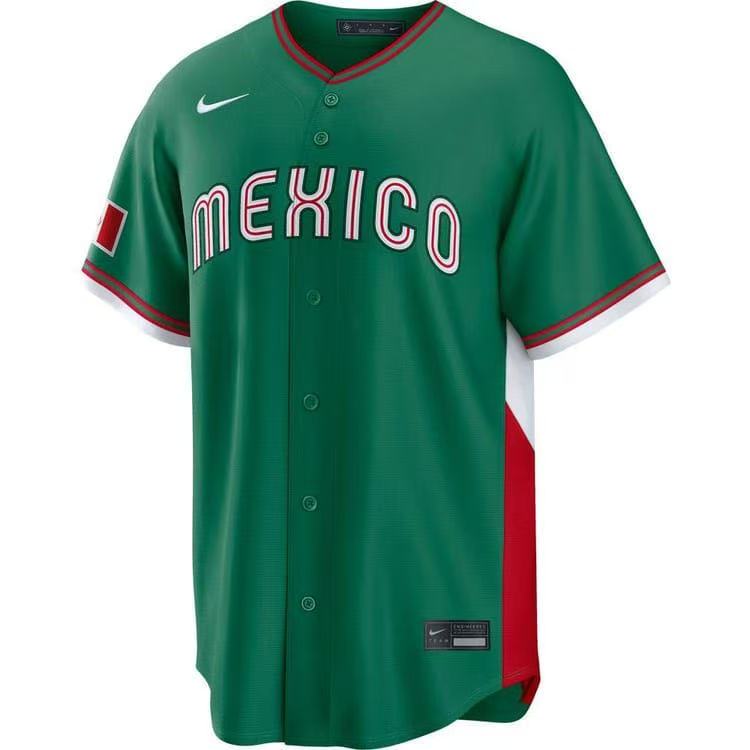 Mens Mexico Baseball Blank Green World Baseball Classic Stitched Jersey