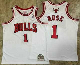 Mens Chicago Bulls 1 Derek Rose White Hardwood Classics Soul AU Throwback Jersey Mixiu