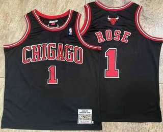 Mens Chicago Bulls 1 Derek Rose Black Hardwood Classics Soul AU Throwback Jersey Mixiu