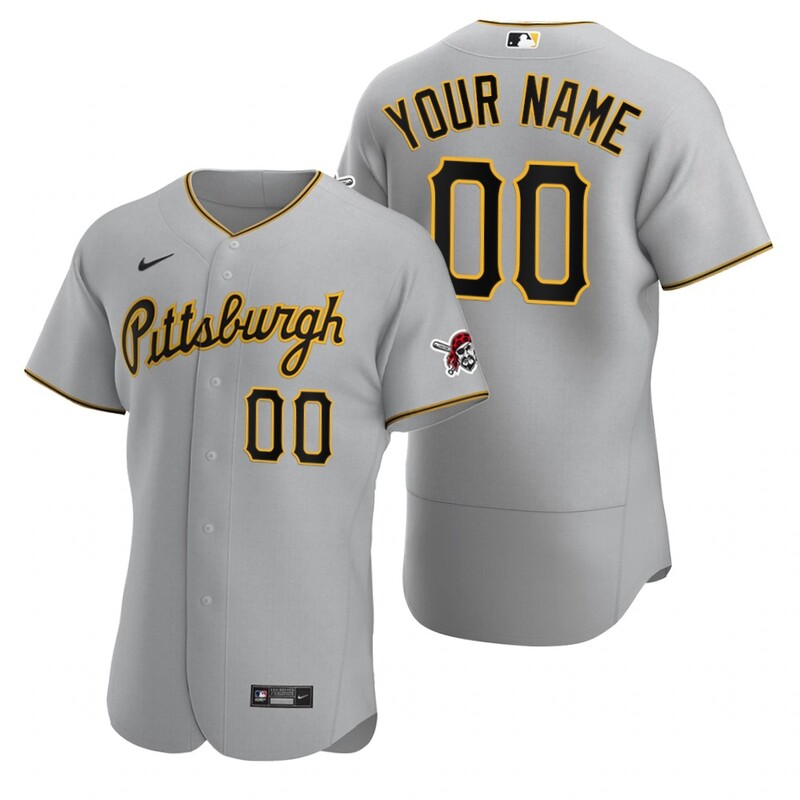 Mens Pittsburgh Pirates Custom Nike Gray Stitched MLB Flex Base 2020 Road Jersey