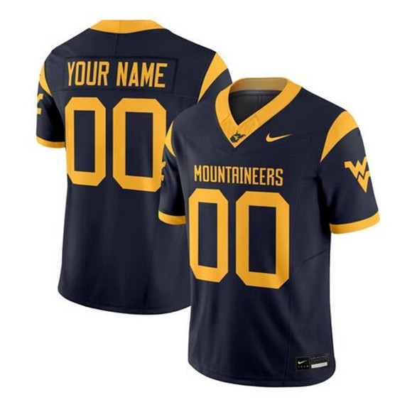 Mens West Virginia Mountaineers ACTIVE PLAYER Custom Navy 2025 F.U.S.E. Stitched Jersey