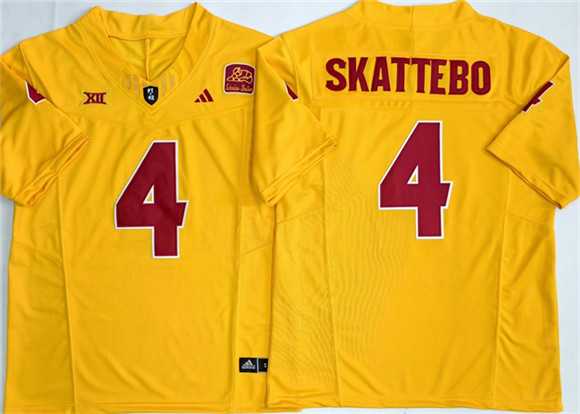 Mens Arizona State Sun Devils #4 Cam Skattebo Gold 2025 F.U.S.E. Vapor Limited Stitched Jersey