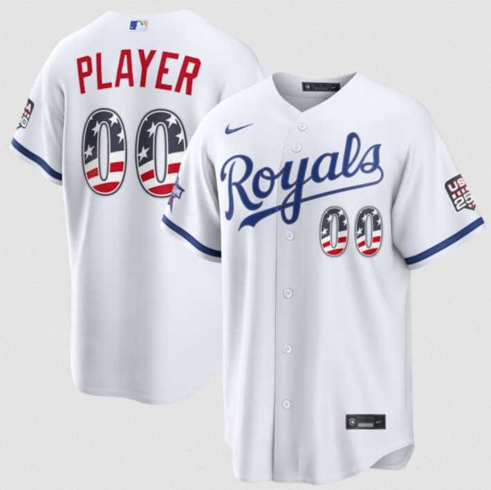Mens Kansas City Royals Active Player Custom White 2026 All-Star Edition Stars & Stripes & USA 250 Fourth of July Home Stadium Stitched Baseball Jersey->->Custom Jersey