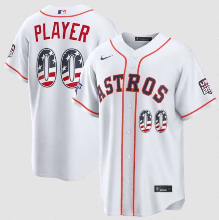Mens Houston Astros Active Player Custom White 2026 All-Star Edition Stars & Stripes & USA 250 Fourth of July Home Stadium Stitched Baseball Jersey->->Custom Jersey