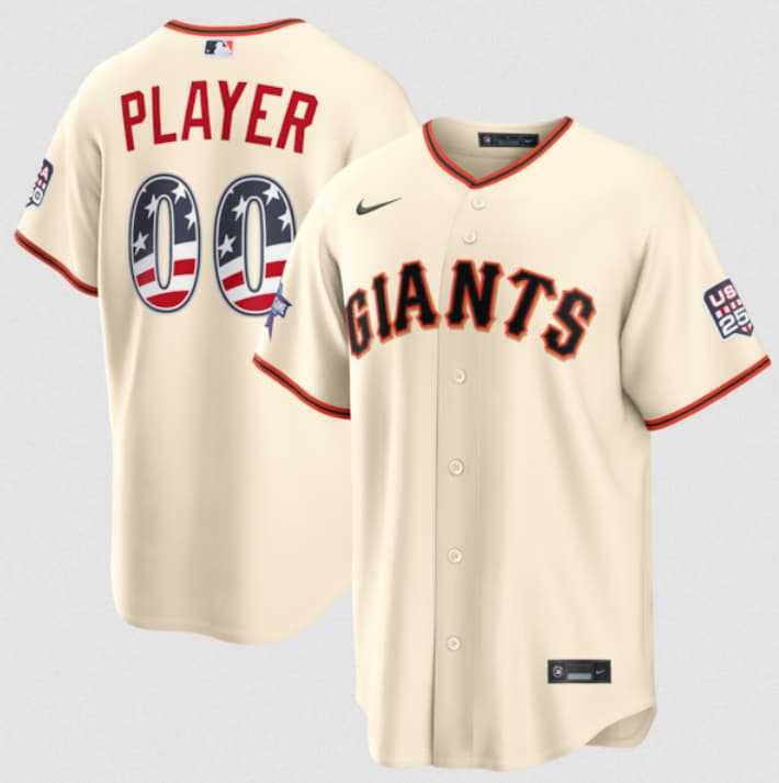 Mens San Francisco Giants ACTIVE PLAYER Custom Cream 2026 All-Star Edition Stars & Stripes & USA 250 Fourth of July Home Stadium Stitched Baseball Jersey->->Custom Jersey