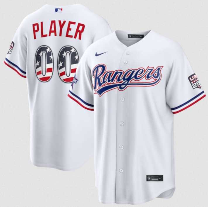 Mens Texas Rangers Active Player Custom White 2026 All-Star Edition Stars & Stripes & USA 250 Fourth of July Home Stadium Stitched Baseball Jersey->->Custom Jersey