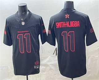 Mens Seattle Seahawks #11 Jaxon Smith-Njigba Limited Black Stranger Things Stuck In The Upside Down Jersey