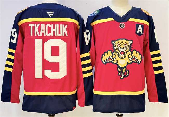 Mens Florida Panthers #19 Matthew Tkachuk Red 2026-2026 With A Patch Winter Classic Stitched Hockey Jersey