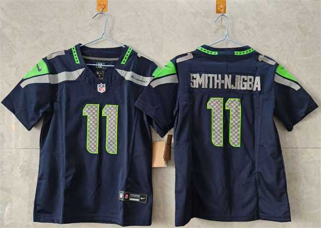 Womens Seattle Seahawks #11 Jaxon Smith-Njigba Navy 2025 Vapor Limited Stitched Jersey