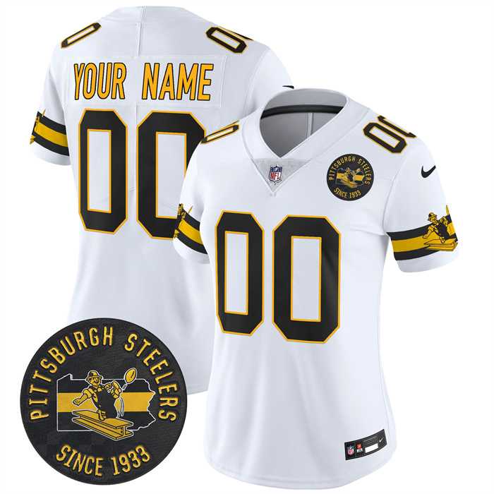 Womens Pittsburgh Steelers Throwback 1933 Patch white Vapor Limited All Stitched Jersey