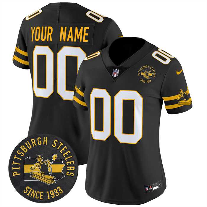 Womens Pittsburgh Steelers Throwback 1933 Patch black Vapor Limited All Stitched Jersey