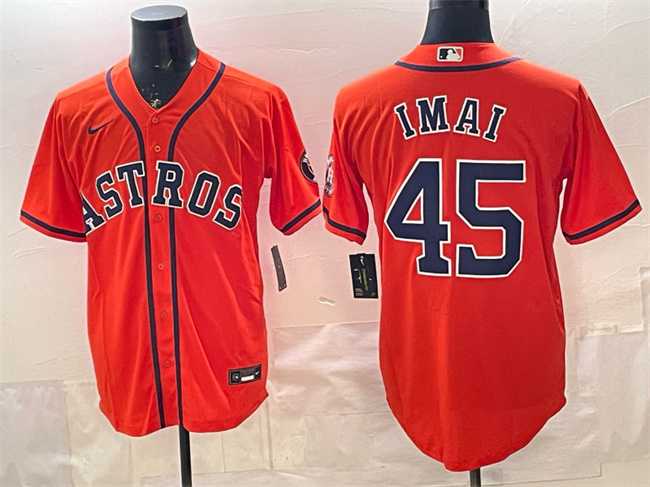Mens Houston Astros #45 Tatsuya Imai Orange Cool Base Stitched Jersey