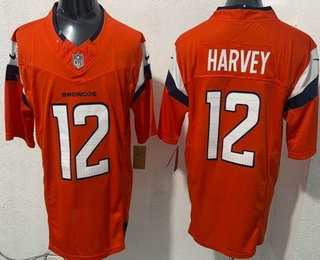 Mens Denver Broncos #12 Rj Harvey Limited Orange FUSE Vapor Stitched Jersey