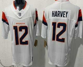 Mens Denver Broncos #12 Rj Harvey Limited White FUSE Vapor Stitched Jersey