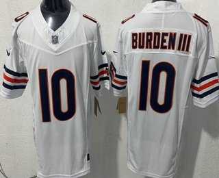 Mens Chicago Bears #10 Luther Burden III Limited White FUSE Vapor Stitched Jersey