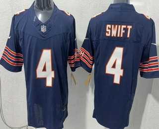 Mens Chicago Bears #4 DAndre Swift Limited Navy FUSE Vapor Stitched Jersey