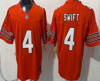 Mens Chicago Bears #4 DAndre Swift Limited Orange FUSE Vapor Stitched Jersey