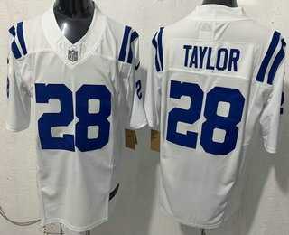 Mens Indianapolis Colts #28 Jonathan Taylor Limited White FUSE Vapor Stitched Jersey