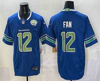 Mens Seattle Seahawks #12 Fan Royal FUSE 2025 NFC West Champions Patch Limited Stitched Jersey Dzhi