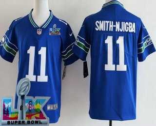 Womens Seattle Seahawks #11 Jaxon Smith-Njigba Limited Royal Super Bowl LX Patch Throwback Vapor Limited Stitched Jersey