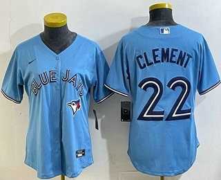 Womens Toronto Blue Jays #22 Ernie Clement Light Blue Cool Base Jersey