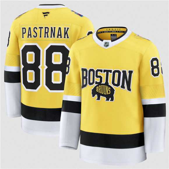 Mens Boston Bruins #88 David Pastrnak Gold 2026 Stadium Series Stitched Jersey Dzhi