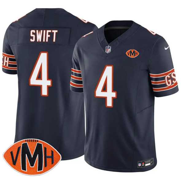 Mens Chicago Bears #4 DAndre Swift Navy 2025 F.U.S.E. With Illinois and VMH Patch Vapor Untouchable Limited Stitched Jersey Dzhi
