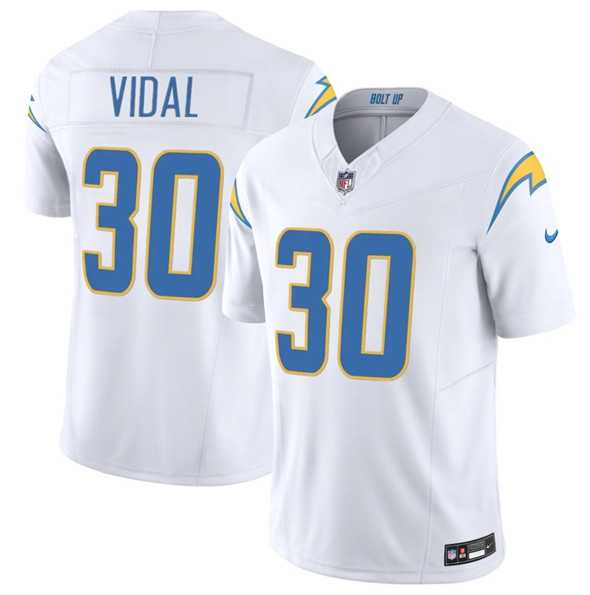 Mens Los Angeles Chargers #30 Kimani Vidal White 2025 F.U.S.E. Vapor Limited Stitched Jersey Dzhi