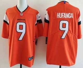 Mens Denver Broncos #9 Talanoa Hufanga Limited Orange Vapor Jersey->->