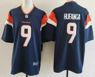 Mens Denver Broncos #9 Talanoa Hufanga Limited Navy Vapor Jersey->->
