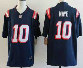 Mens New England patriots #10 Drake Maye Limited Navy Fashion FUSE Vapor Jersey->->
