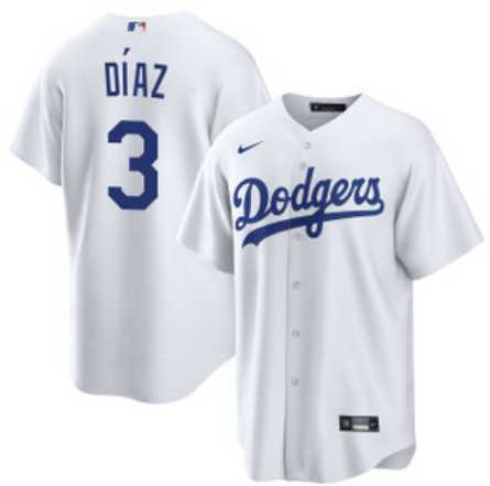 Mens Los Angeles Dodgers #3 Edwin Diaz White Cool Base Stitched Jersey Dzhi