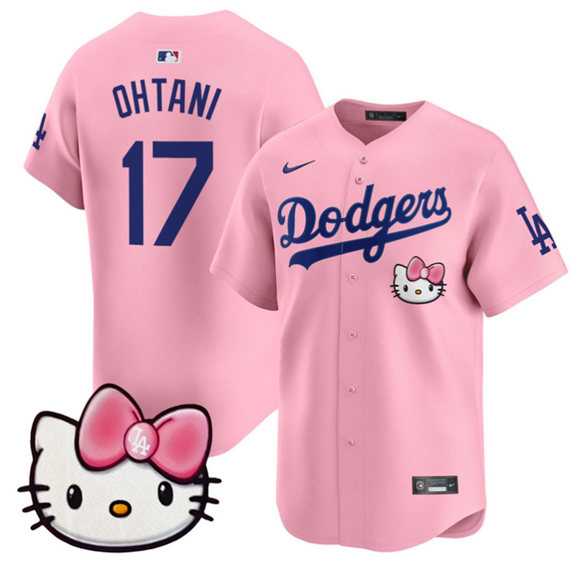 Mens Los Angeles Dodgers #17 Shohei Ohtani Pink 2025 Hello Kitty Vapor Limited Stitched Jersey Dzhi
