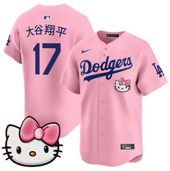 Mens Los Angeles Dodgers #17 Ohtani Pink 2025 Hello Kitty Vapor Limited Stitched Jersey Dzhi
