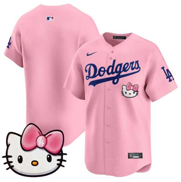 Mens Los Angeles Dodgers Blank Pink 2025 Hello Kitty Vapor Limited Stitched Jersey Dzhi
