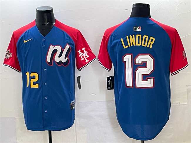 Mens National League #12 Francisco Lindor Blue Red Alternate 2025 All-Star Edition Limited Stitched Jersey