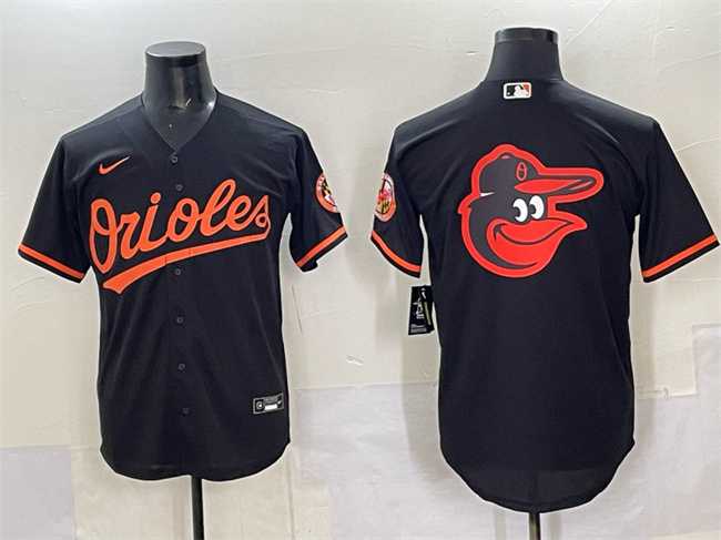 Mens Baltimore Orioles Black Team Big Logo Cool Base Stitched Jersey