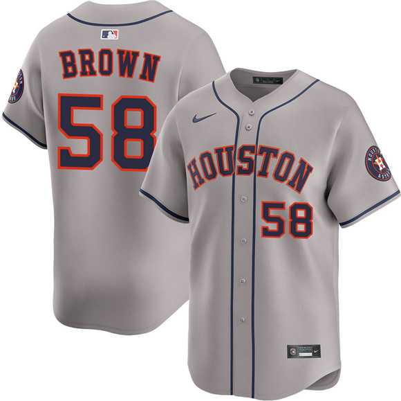 Mens Houston Astros #58 Hunter Brown Gray 2025 Limited Stitched Jersey Dzhi