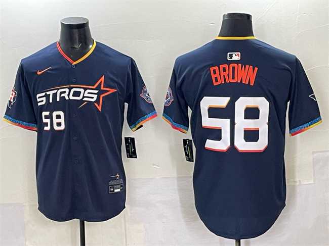 Mens Houston Astros #58 Hunter Brown Navy 2025 City Connect Limited Stitched Jersey