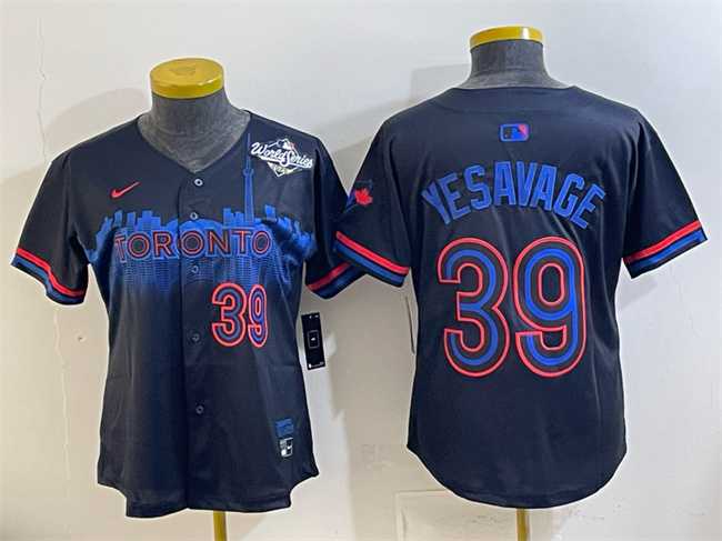 Womens Toronto Blue Jays #39 Trey Yesavage Navy 2025 World Series City Connect Limited Stitched Jersey(Run Small)