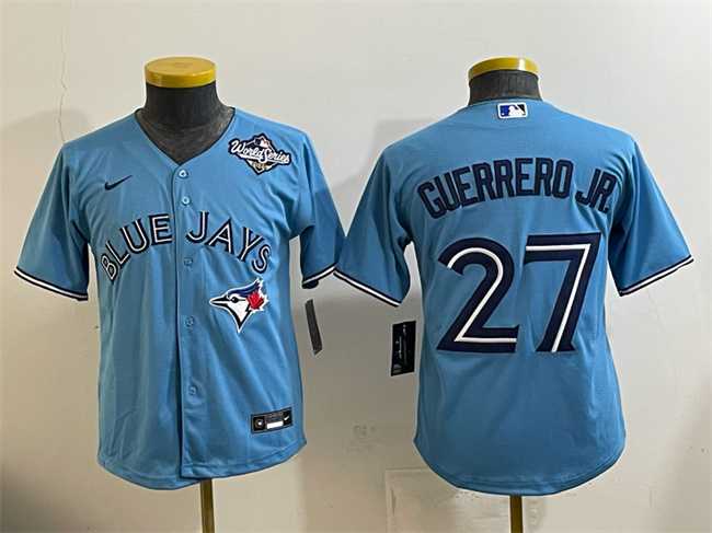 Youth Toronto Blue Jays #27 Vladimir Guerrero Jr. Blue 2025 World Series Cool Base Stitched Jersey