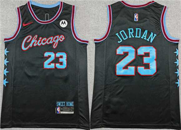 Mens Chicago Bulls #23 Michael Jordan Black 2025-26 City Edition Stitched Jersey