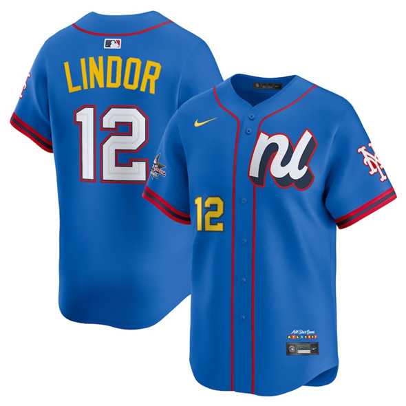 Mens National League #12 Francisco Lindor Blue 2025 All-Star Edition Limited Stitched Baseball Jersey