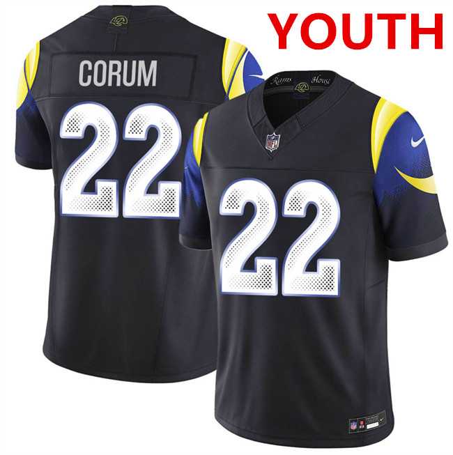 Youth los angeles rams #22 blake corum Black 2025 F.u.s.e. rivalries Vapor Limited Stitched Jersey Dzhi